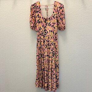 Moon River Pink and Yellow Floral Maxi Dress
